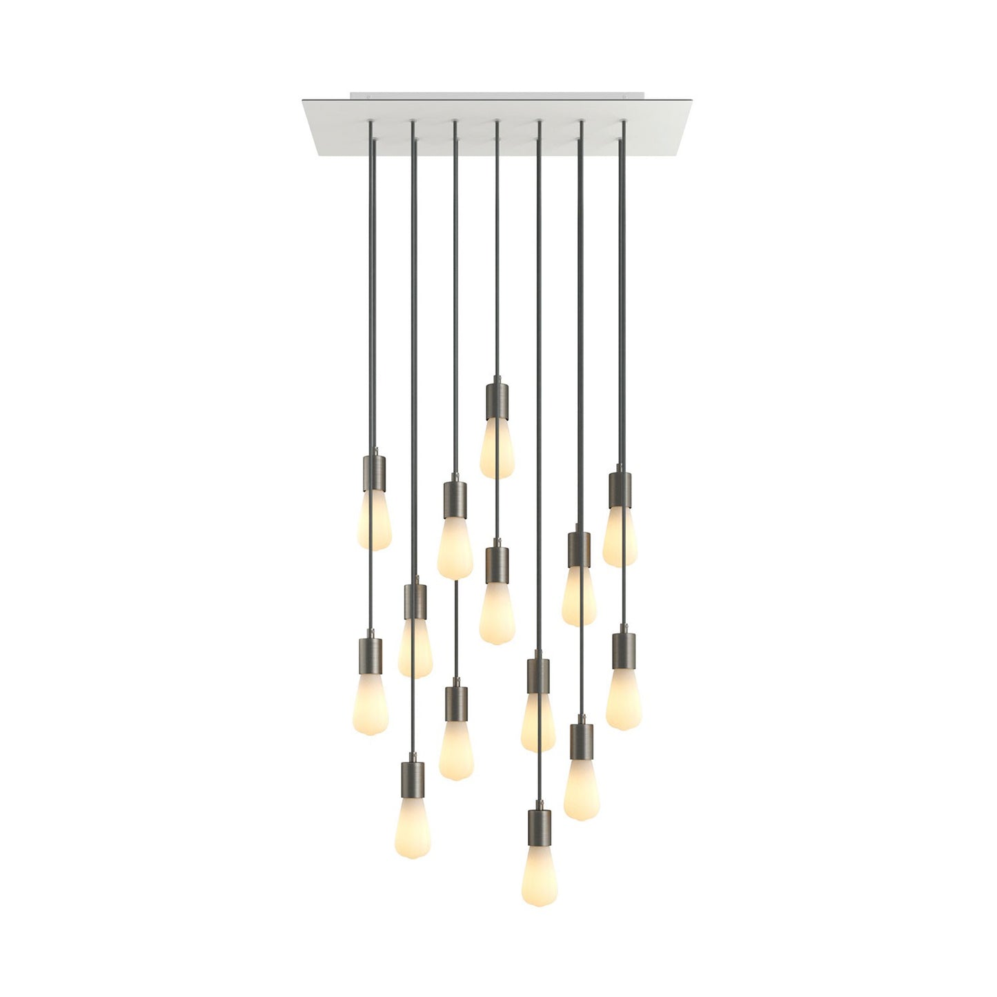 14-light pendant lamp with 675 mm rectangular XXL Rose-One, featuring fabric cable and metal finishes