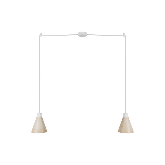 2-drop pendant lamp with wooden conical lampshades