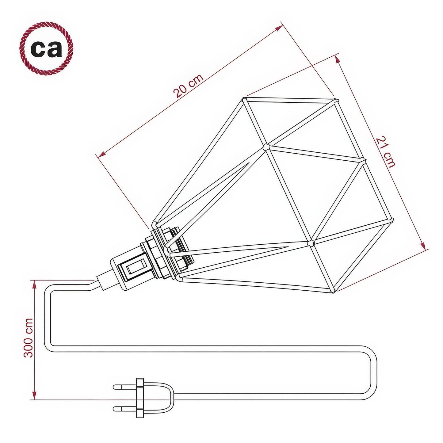 Table Snake - Lampada plug-in con paralume a gabbia Diamond - Rame