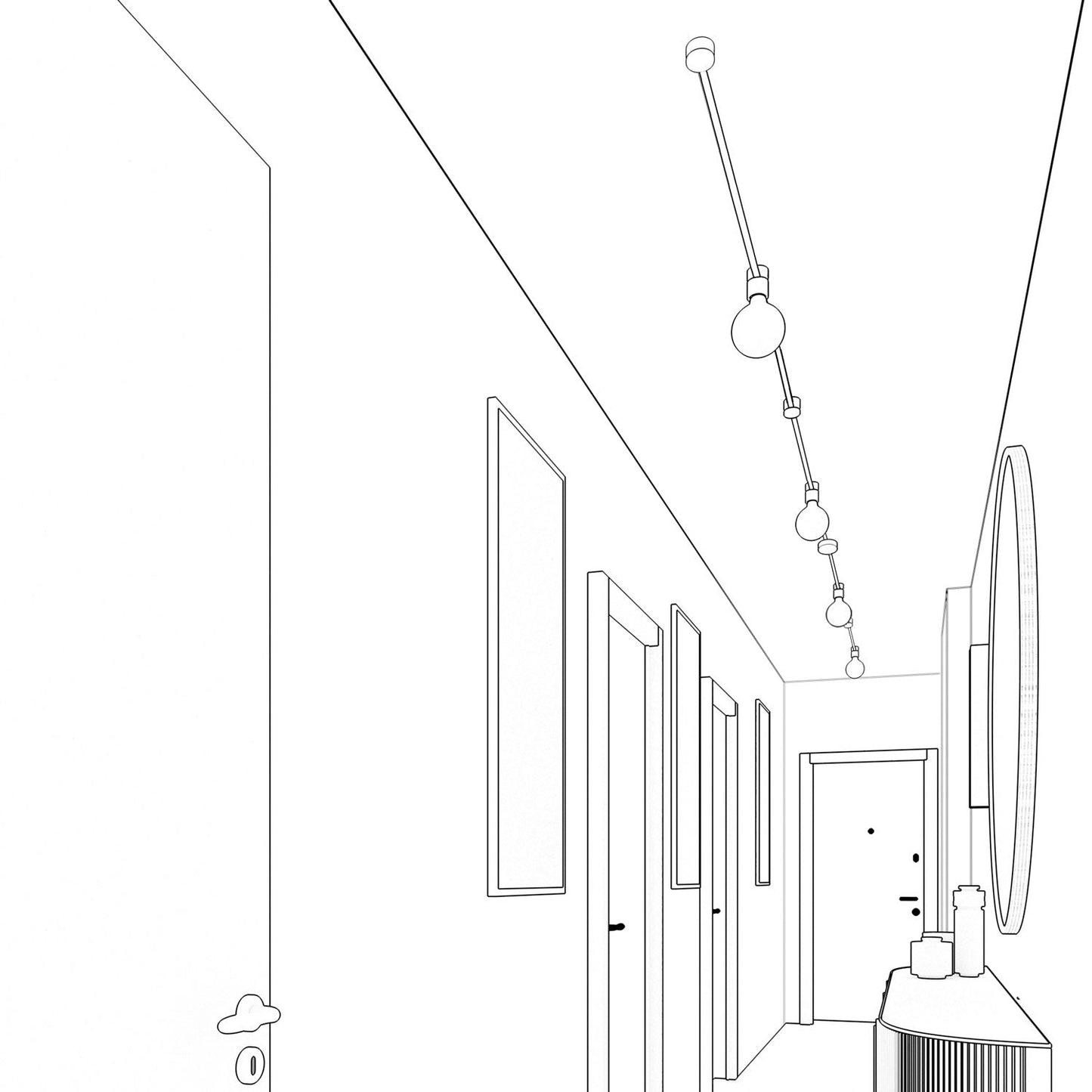 Sistema Filé Symmetric Kit - con cavo CM22 di 5 m per catenaria e 9 componenti in legno per interni