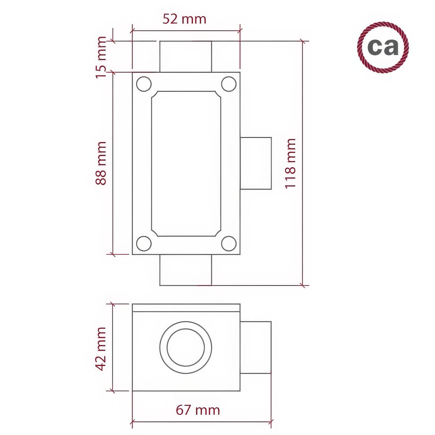 Giunto di derivazione a tre uscite con forma a T per Creative-Tube, corpo in alluminio