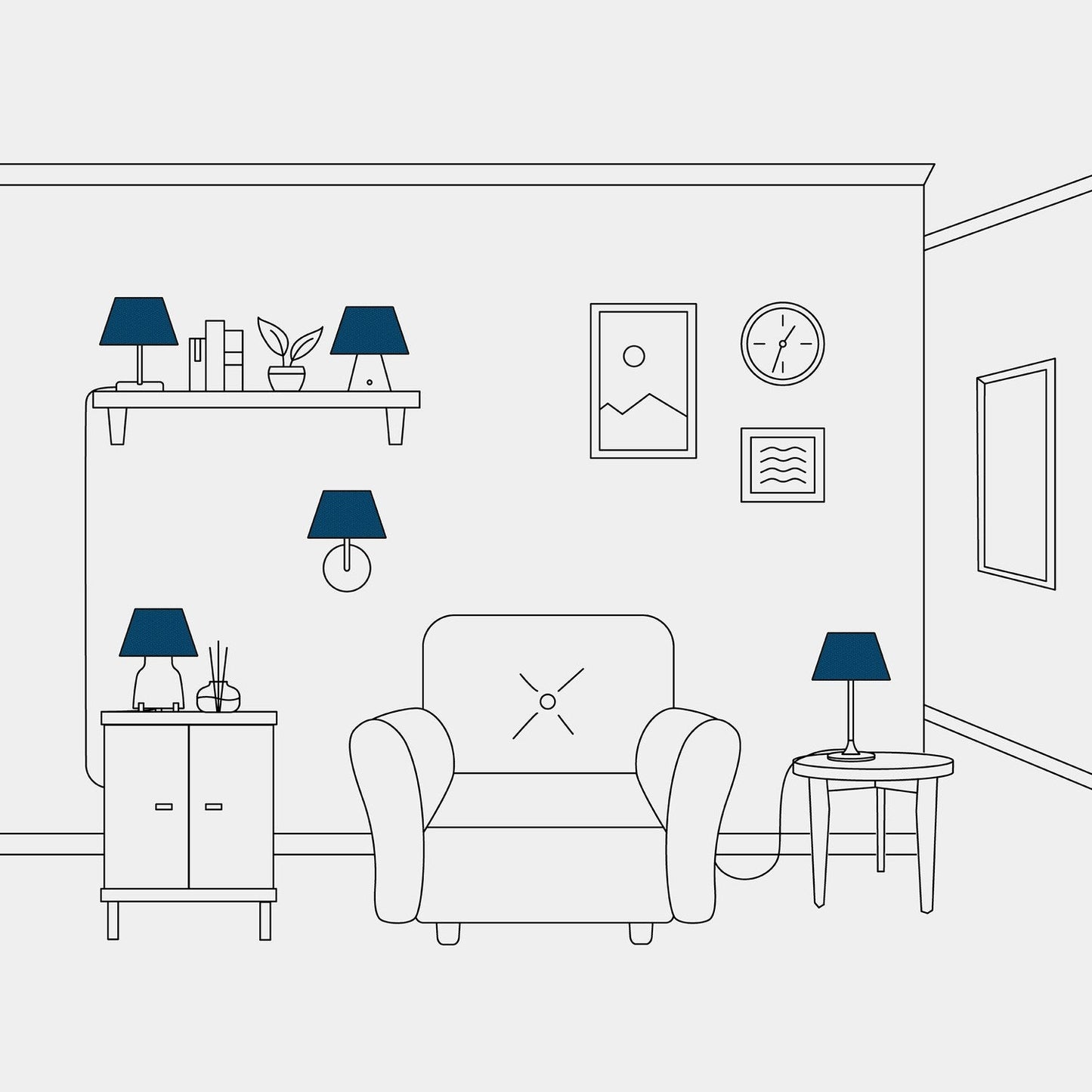 Paralume Impero S con attacco E27 per lampada da tavolo o applique - Made in Italy - Lana Blu