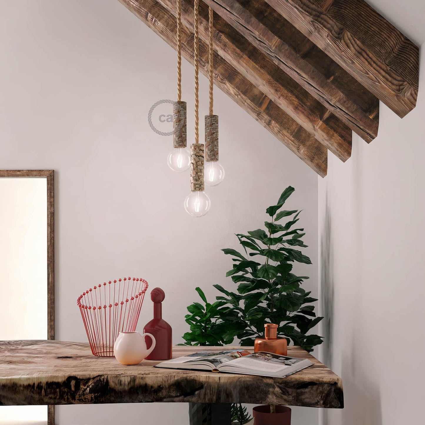 Tall E26 Log Light Socket Kit - Bark