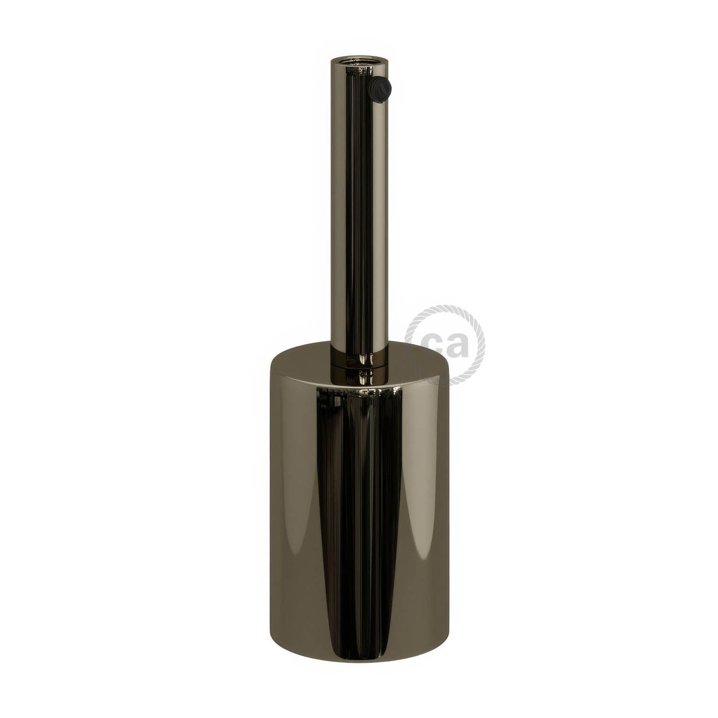 Cylindrical metal UL E26 light bulb socket kit with 7 cm cable clamp - Black pearl