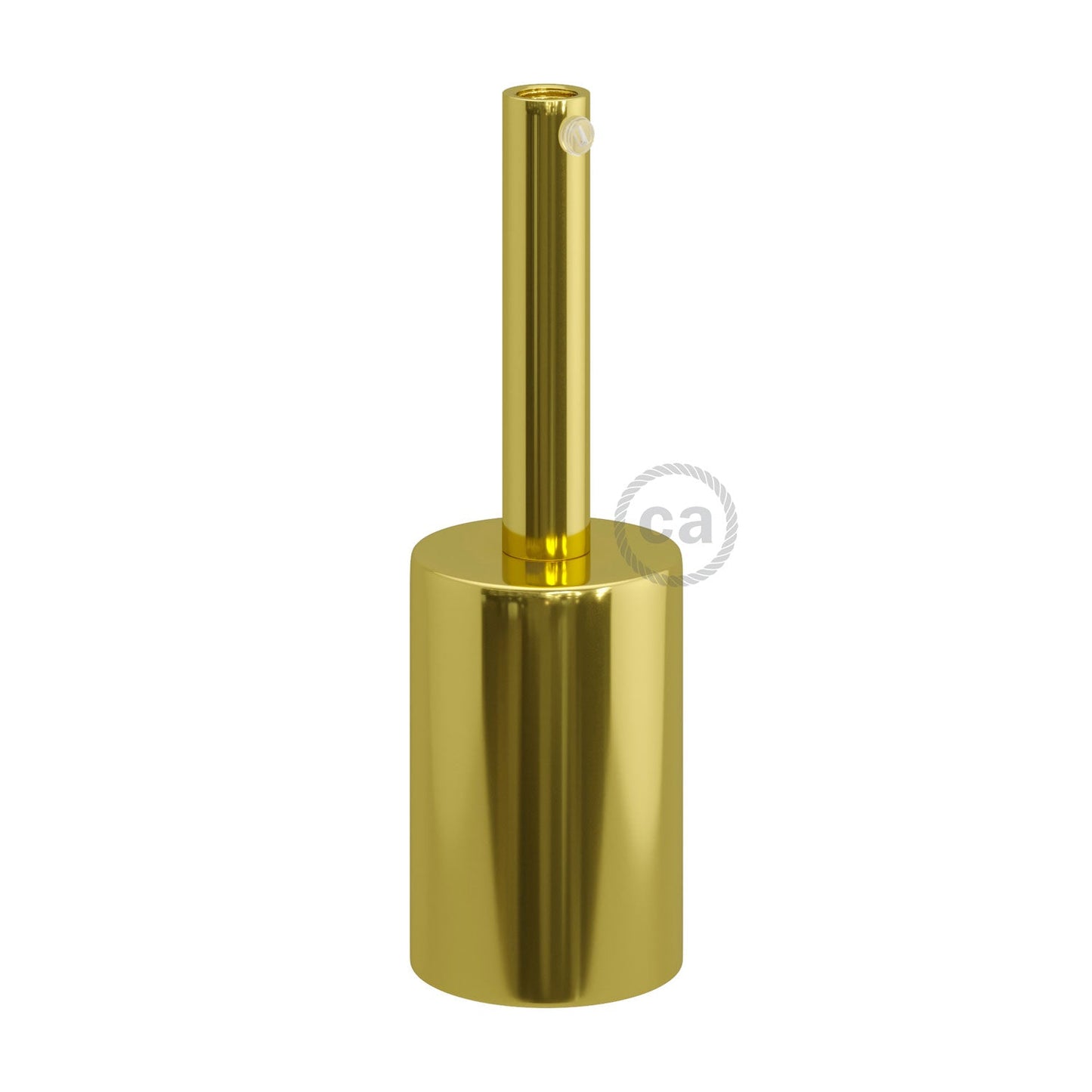 Cylindrical metal UL E26 light bulb socket kit with 7 cm cable clamp - Brass