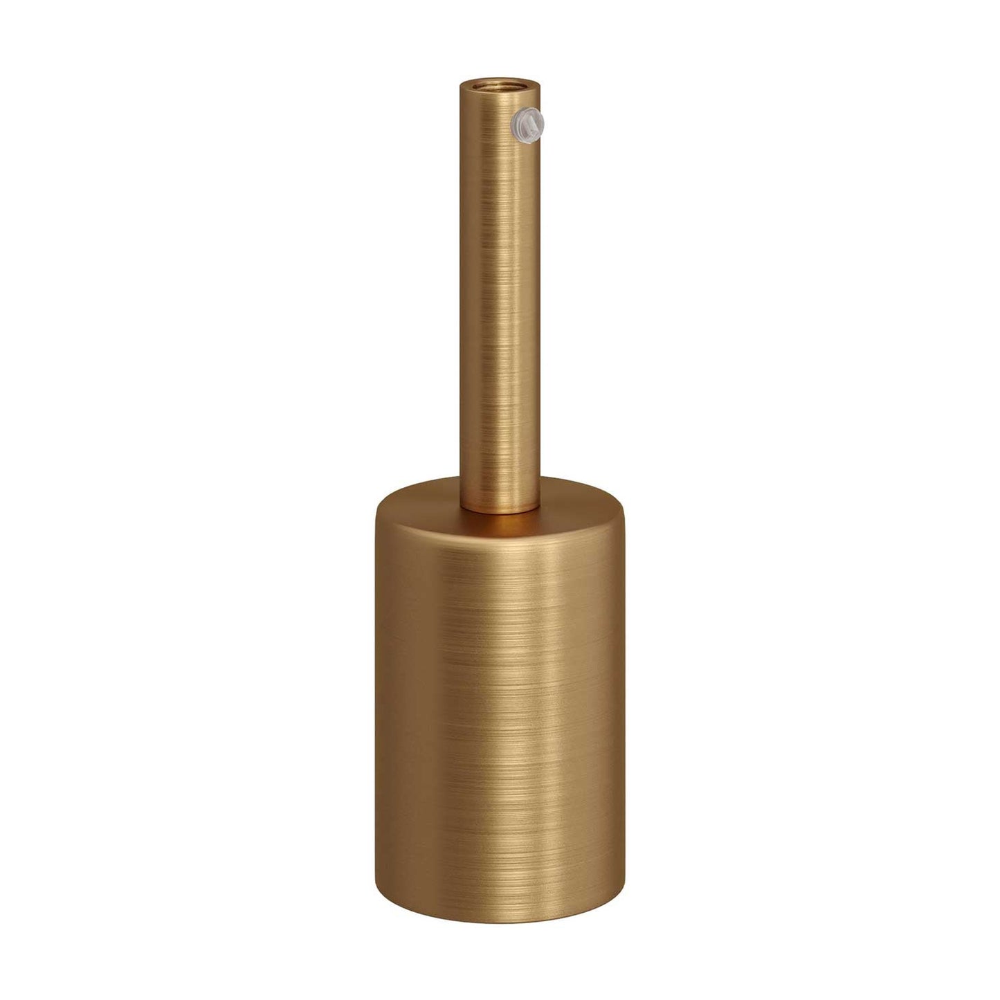 Cylindrical metal UL E26 light bulb socket kit with 7 cm cable clamp - Brushed bronze