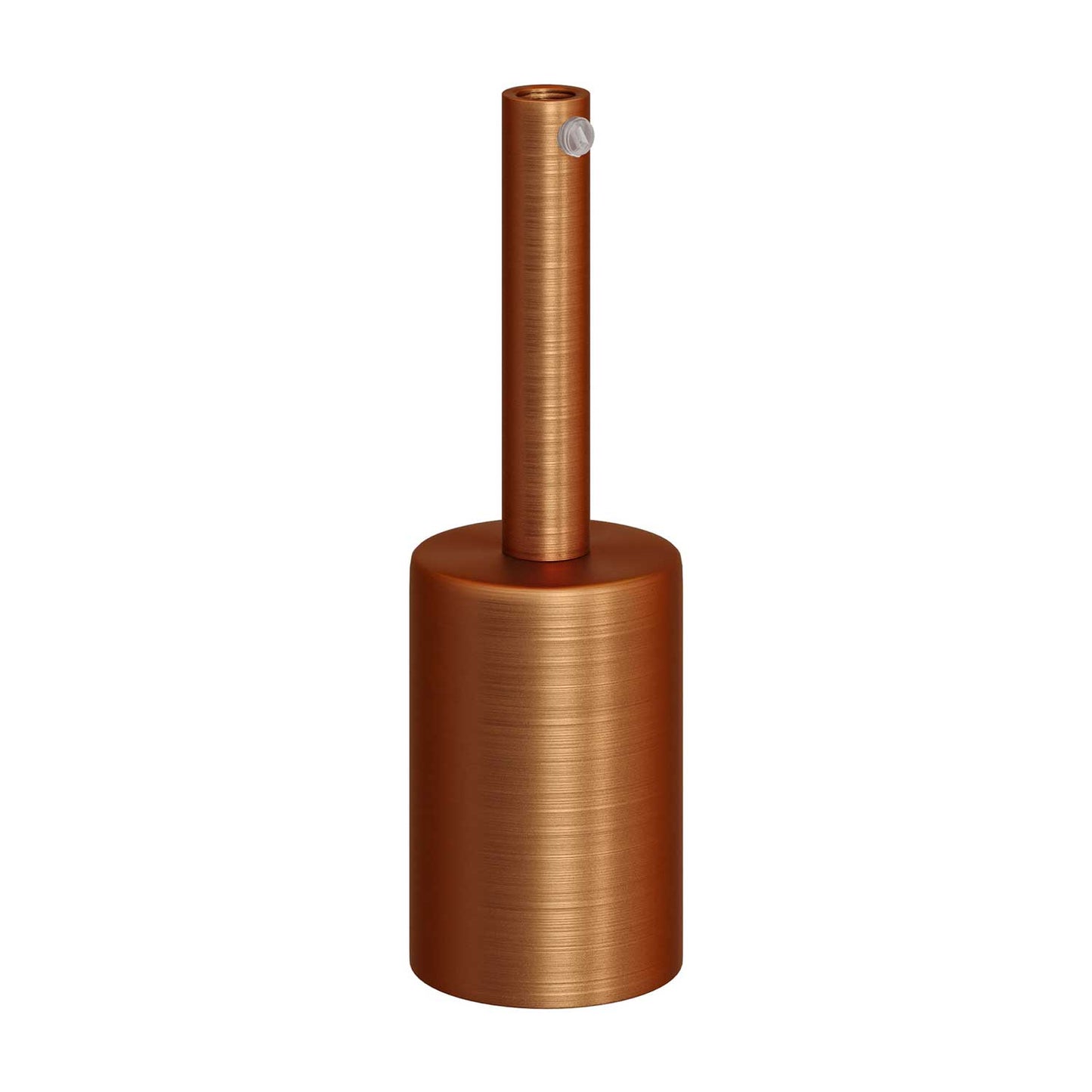 Cylindrical metal UL E26 light bulb socket kit with 7 cm cable clamp - Brushed copper