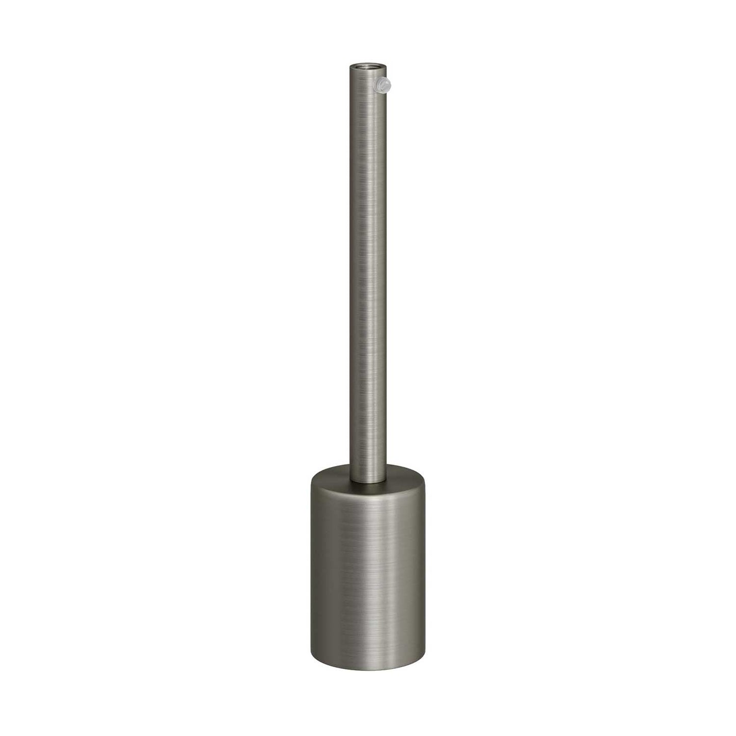 Cylindrical metal UL E26 light bulb socket kit with 15 cm cable clamp - Brushed titanium