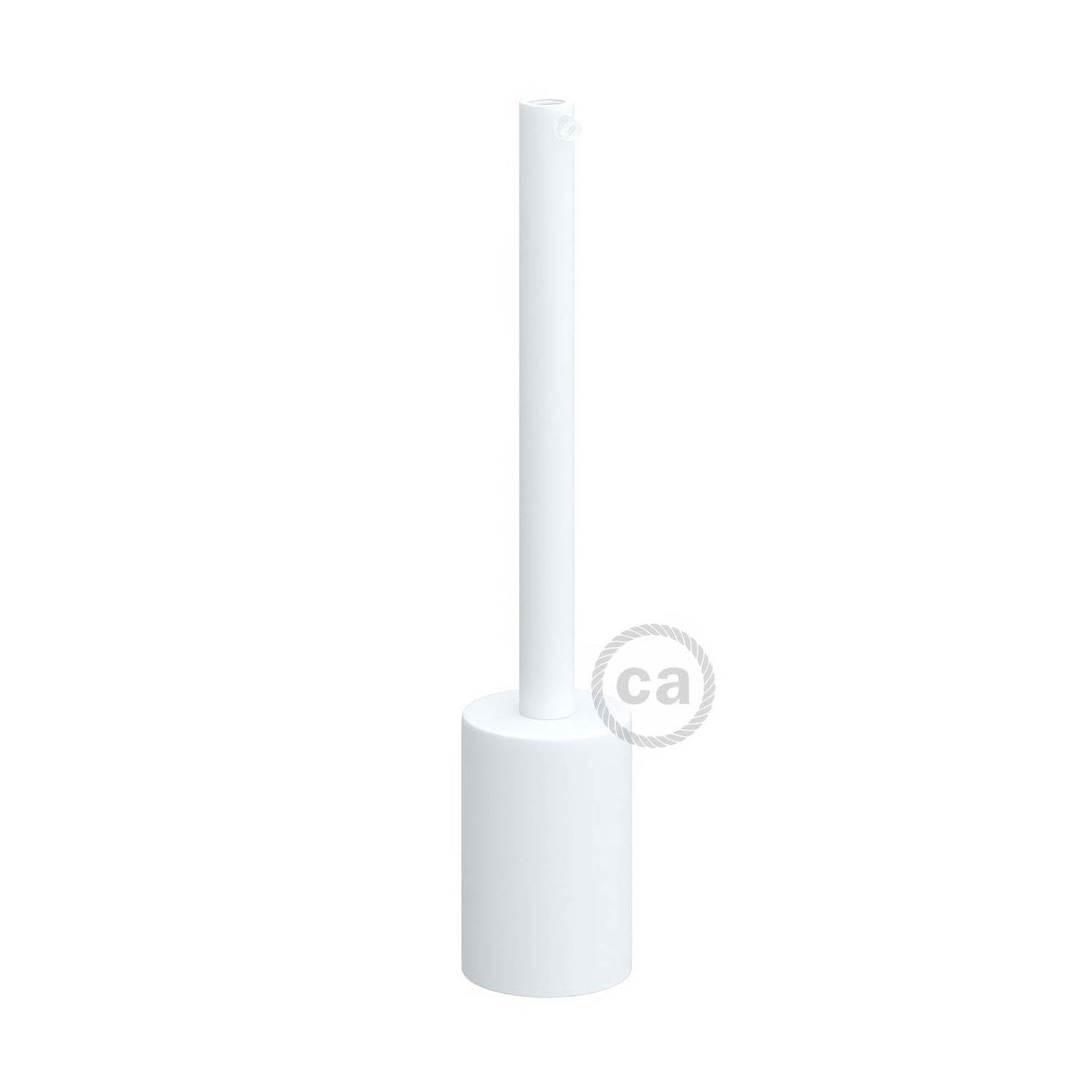 Kit portalampada E27 cilindrico in metallo con serracavo da 15 cm - Bianco opaco