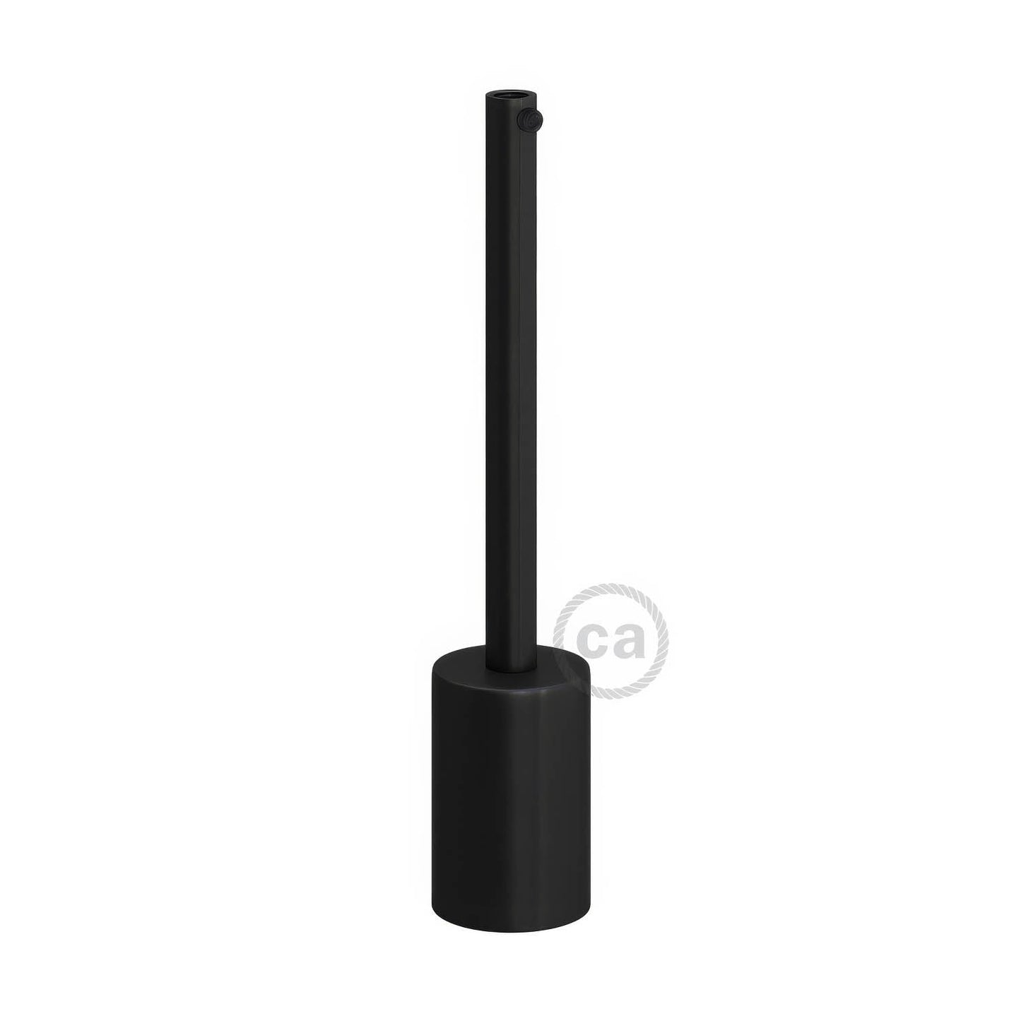Cylindrical metal UL E26 light bulb socket kit with 15 cm cable clamp - Black