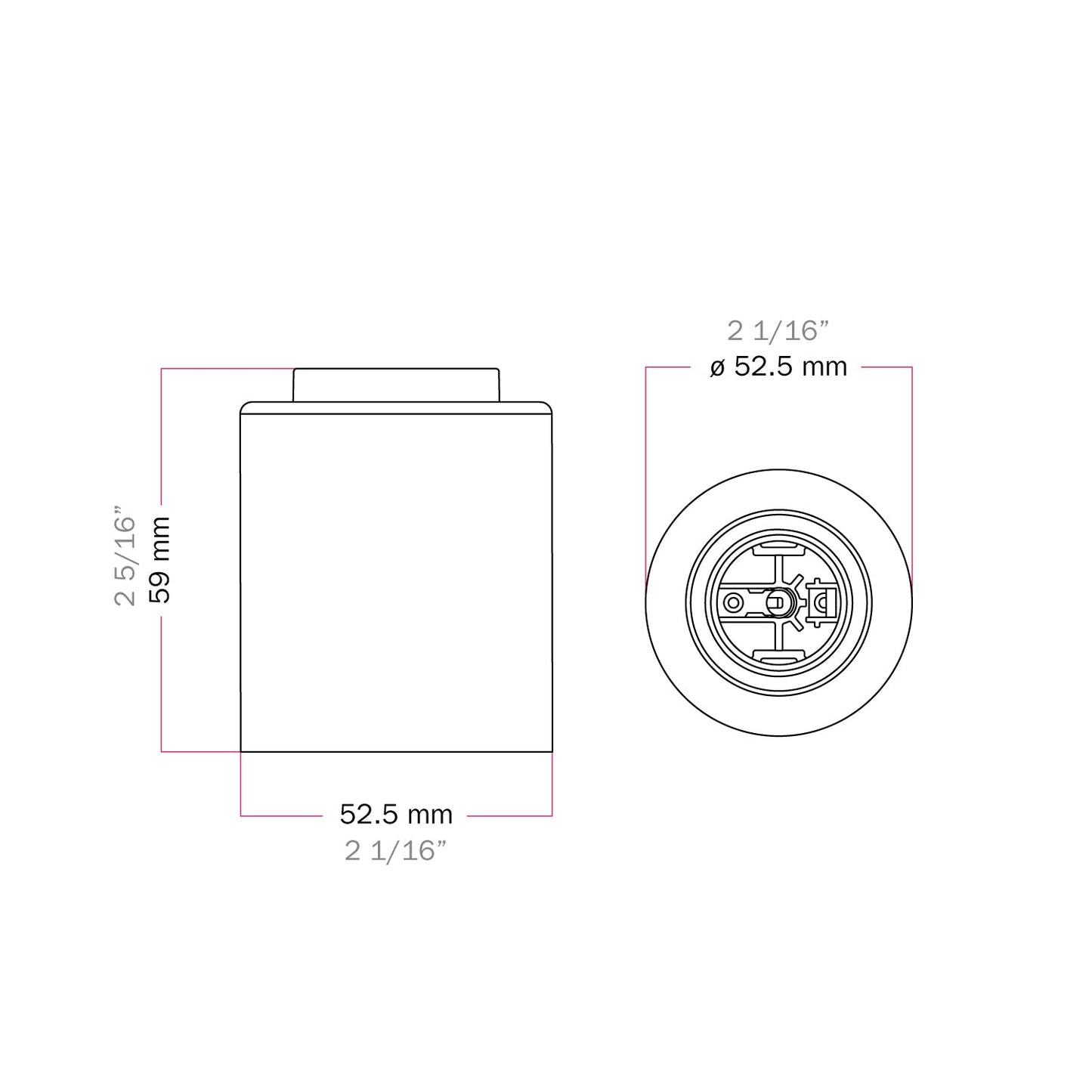 Portalampada E27 in metallo da parete o soffitto - Titanio satinato