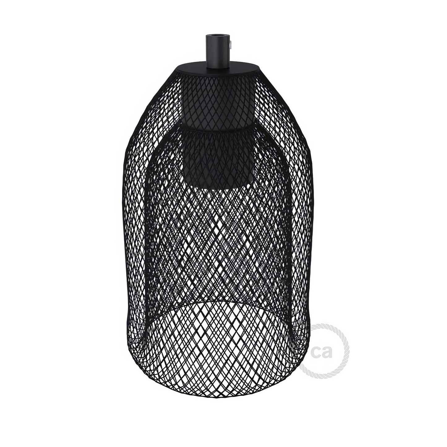 Gabbia paralume GhostBell in metallo con kit portalampada E27 - Nero
