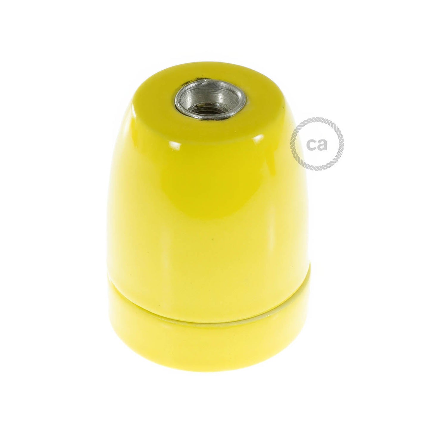 Kit portalampada E27 in porcellana - Giallo
