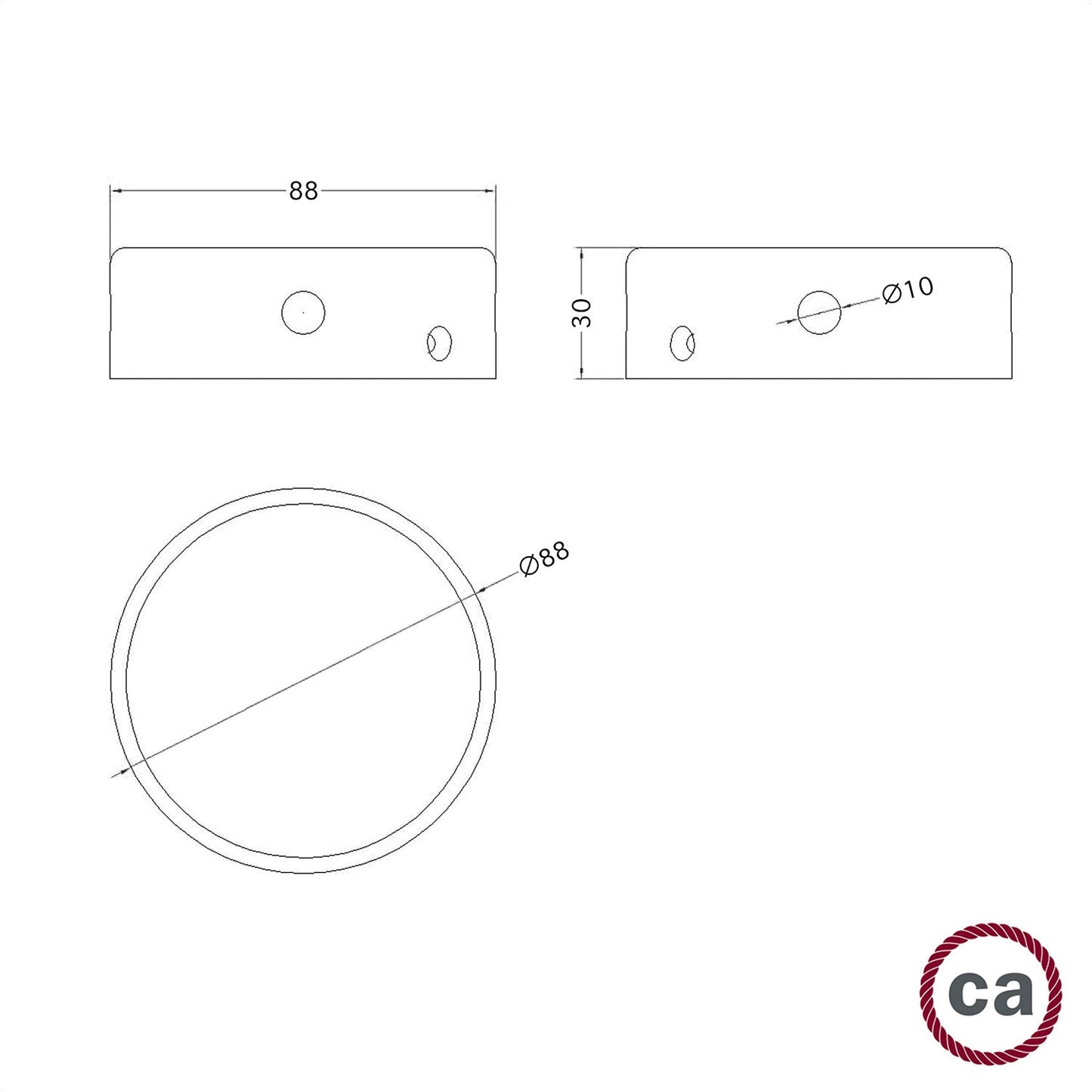 Kit Mini rosone cilindrico in legno a 4 fori laterali (scatola di derivazione) - Neutro