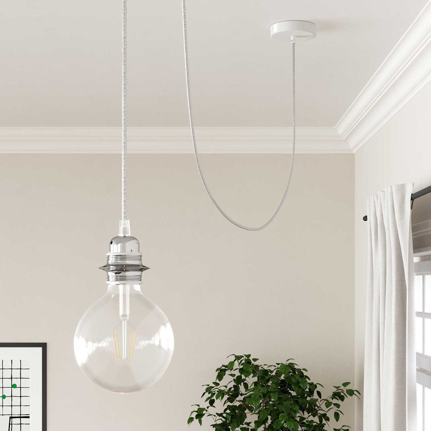 Cloth Covered Wire - White Glitter RL01 - UL Listed