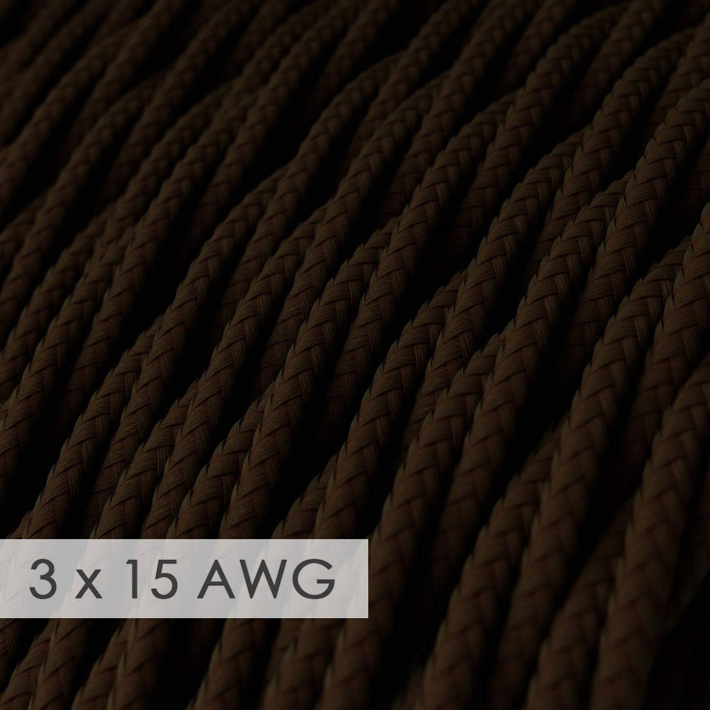 Extension Cord - Twisted Brown Rayon TM13 - 15/3 AWG