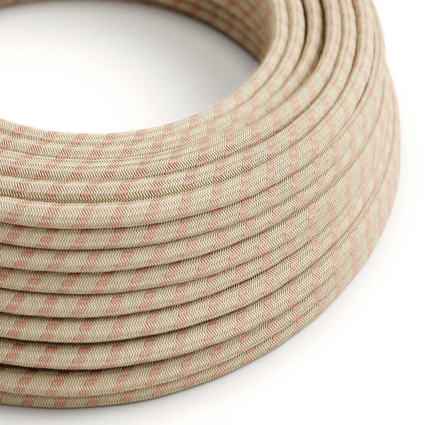 Antique Pink and Beige Stripe Textile Cable - The Original Creative-Cables - RD51 round 2x0.75mm / 3x0.75mm