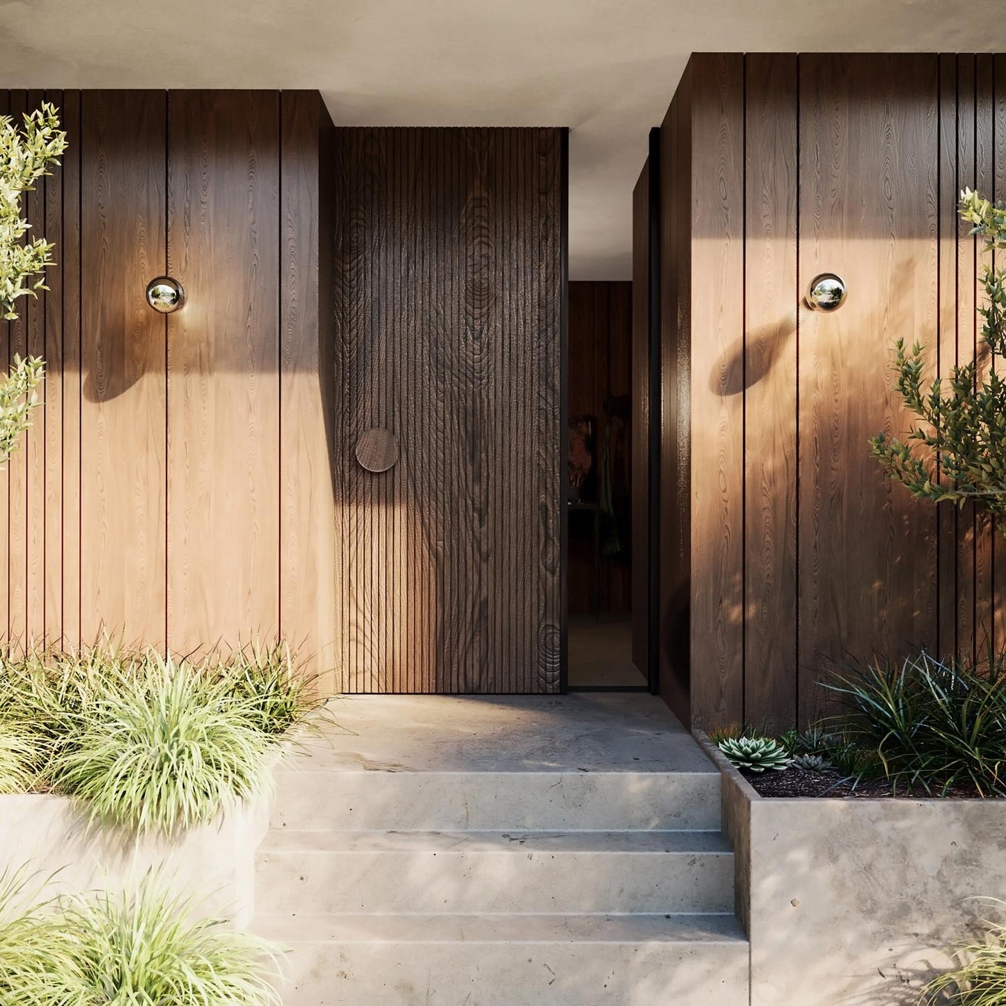 Applique with exposed light bulb and half silver sphere - IP44 Waterproof - IO