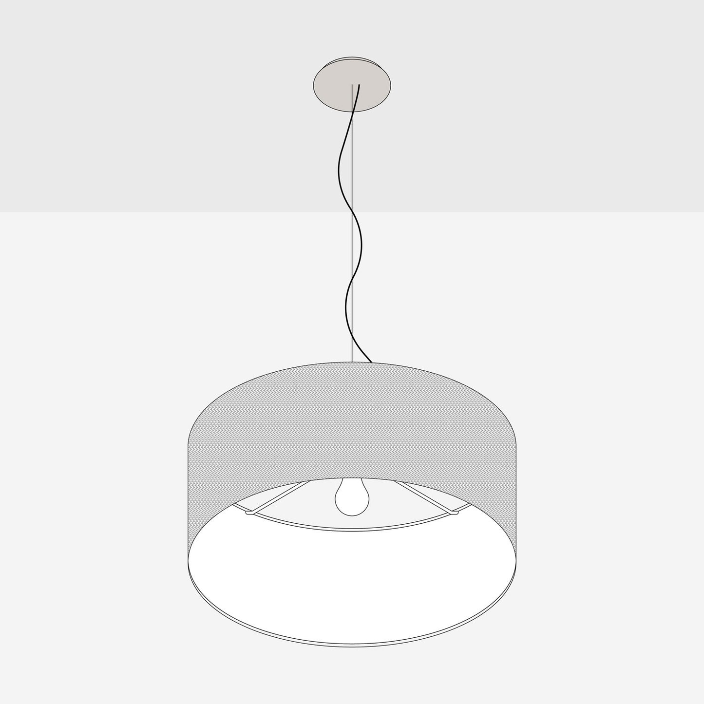 Cilindro Medium fabric pendant lamp with lampshade - Made in Italy