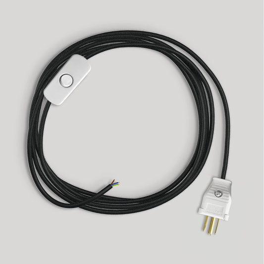 Cordset for lamp with black cable 6 ft