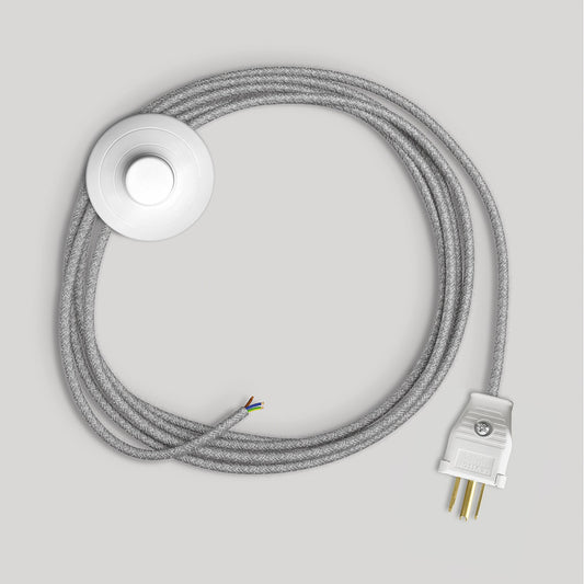 Cordset for lamp with grey linen cable 10 ft