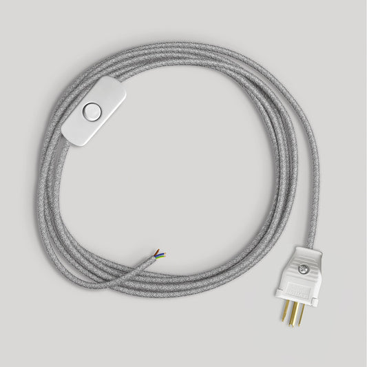 Cordset for lamp with grey linen cable 6 ft