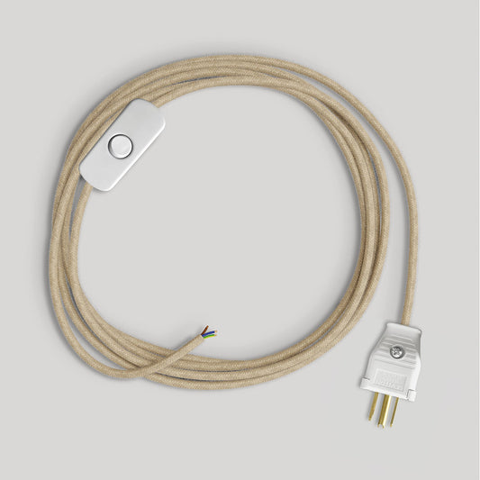 Cordset for lamp with neutral jute cable 6 ft