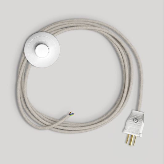 Cordset for lamp with white cable 10 ft