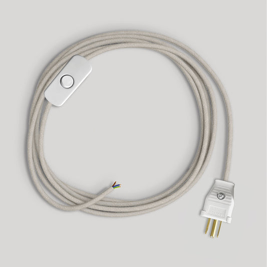 Cordset for lamp with white cable 6 ft
