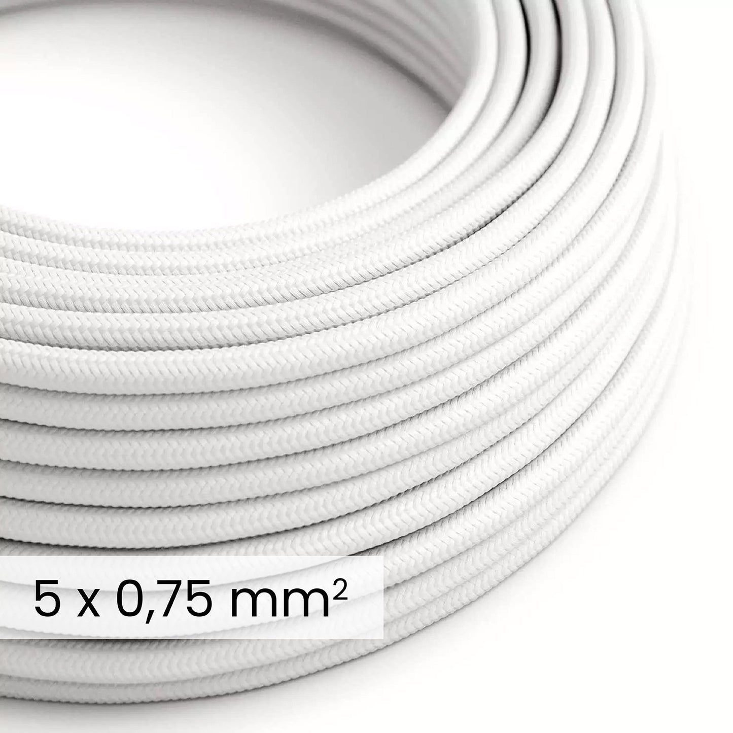DALI elektrisches Textilkabel 5x0,75 mm² in optischem Weiß - Stoffummantelte Leitung für Lampen und Systeme RM01