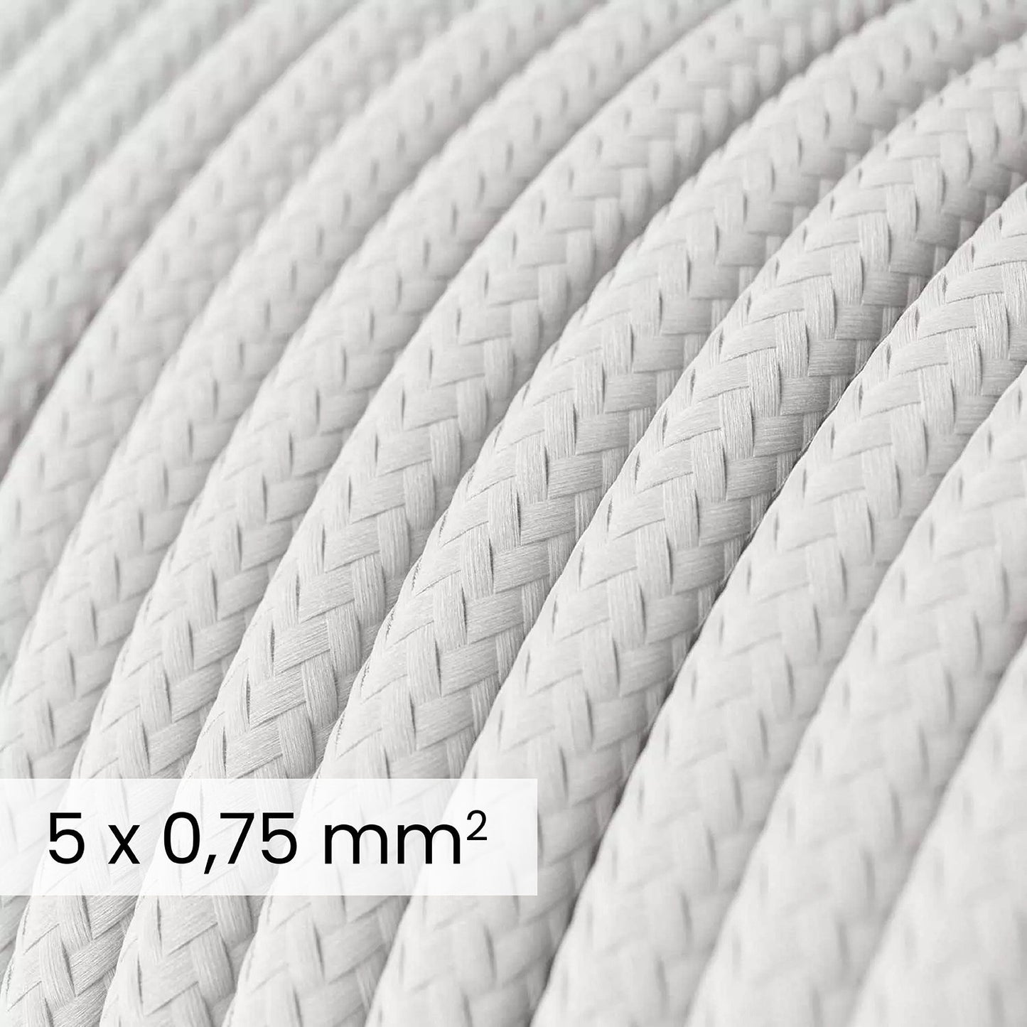 DALI elektrisches Textilkabel 5x0,75 mm² in optischem Weiß - Stoffummantelte Leitung für Lampen und Systeme RM01