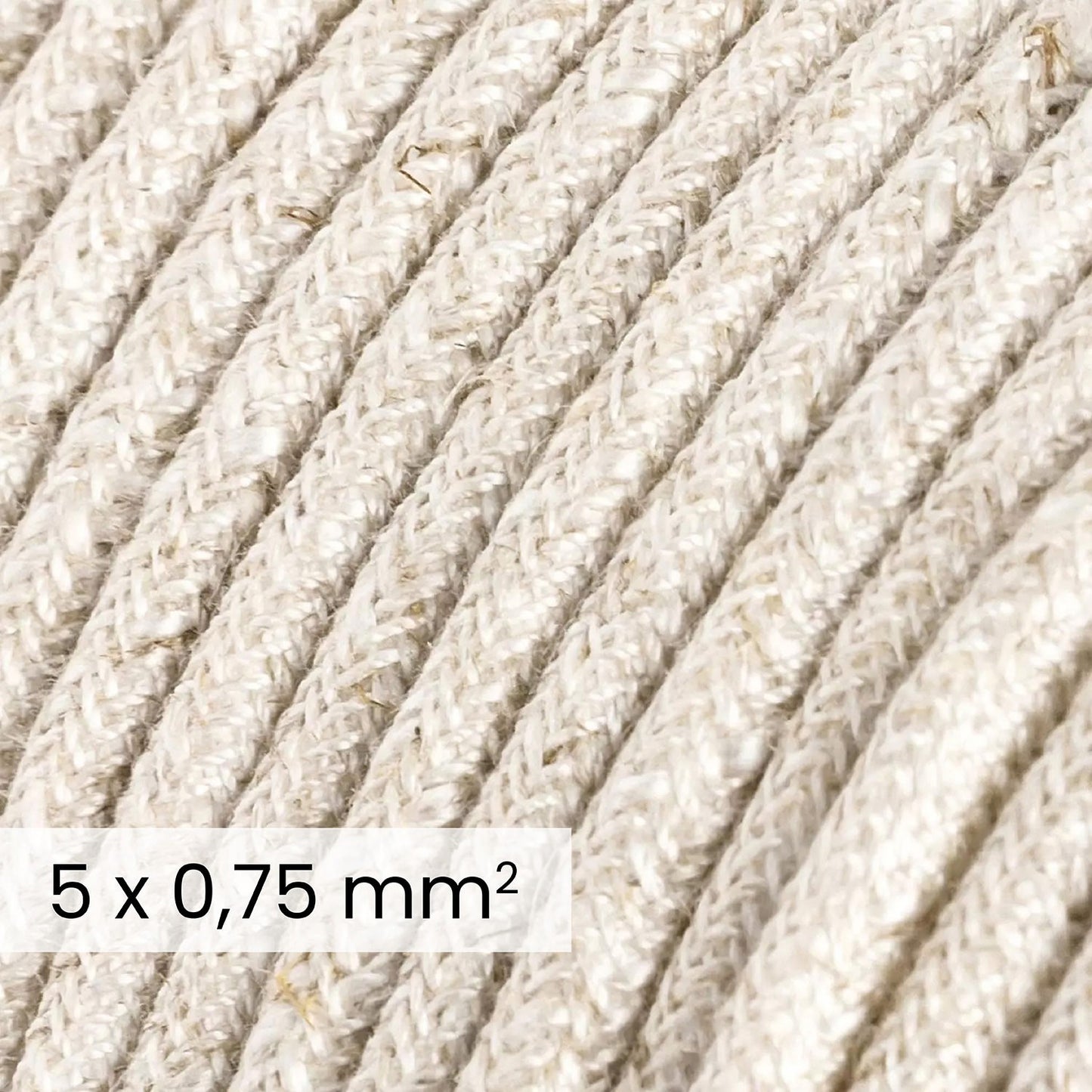 DALI Textile electrical cable 5x0.75 mm² in Natural White Linen - Wire for designer lighting RN01