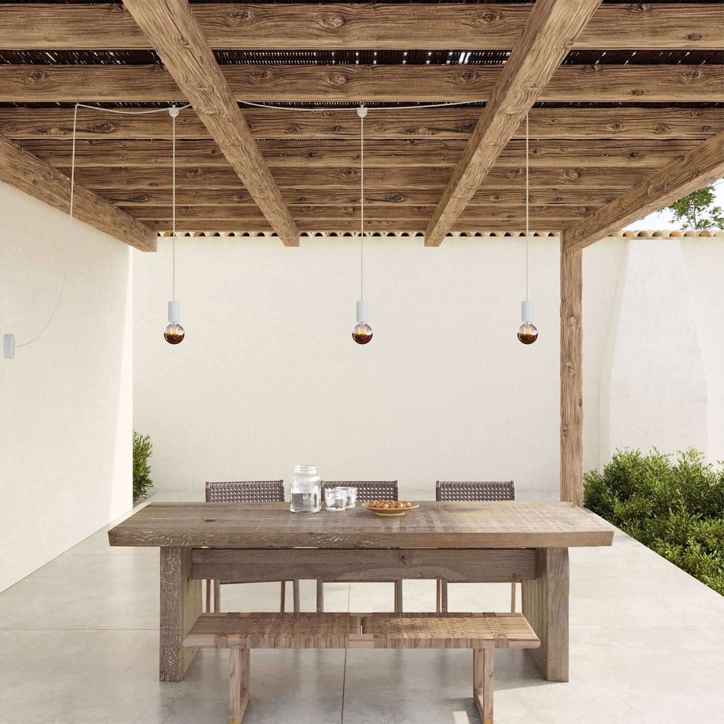 E-Snake Modulair Outdoor lamp IP65 with 3 lights with rose