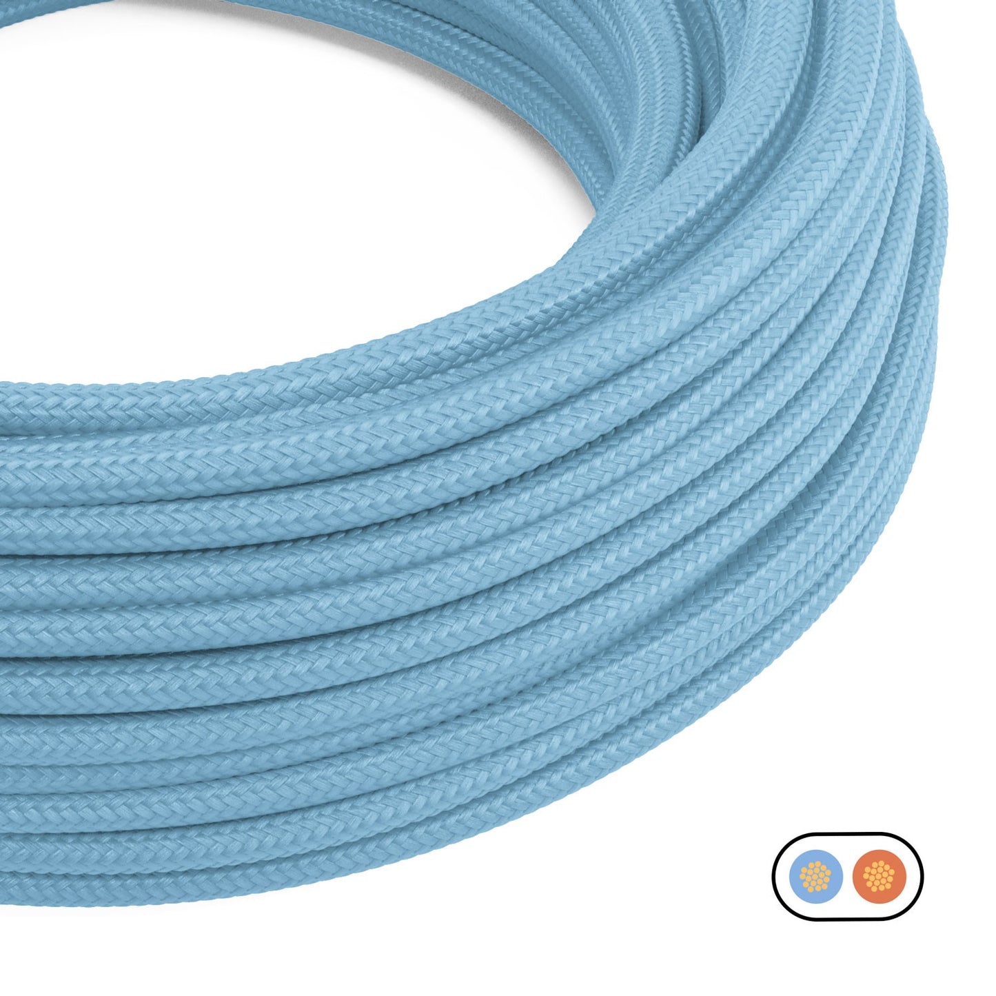 Flat textile cable Light Baby Blue - PM17