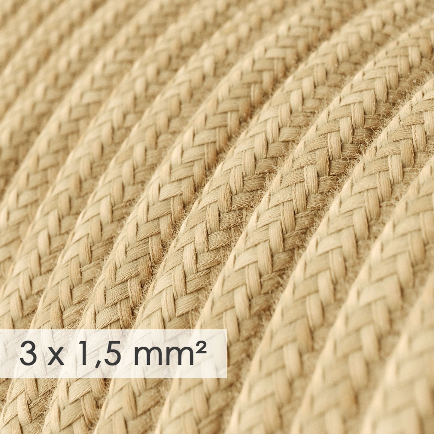 French multisocket with neutral-coloured jute cable and Schuko plug with comfort ring