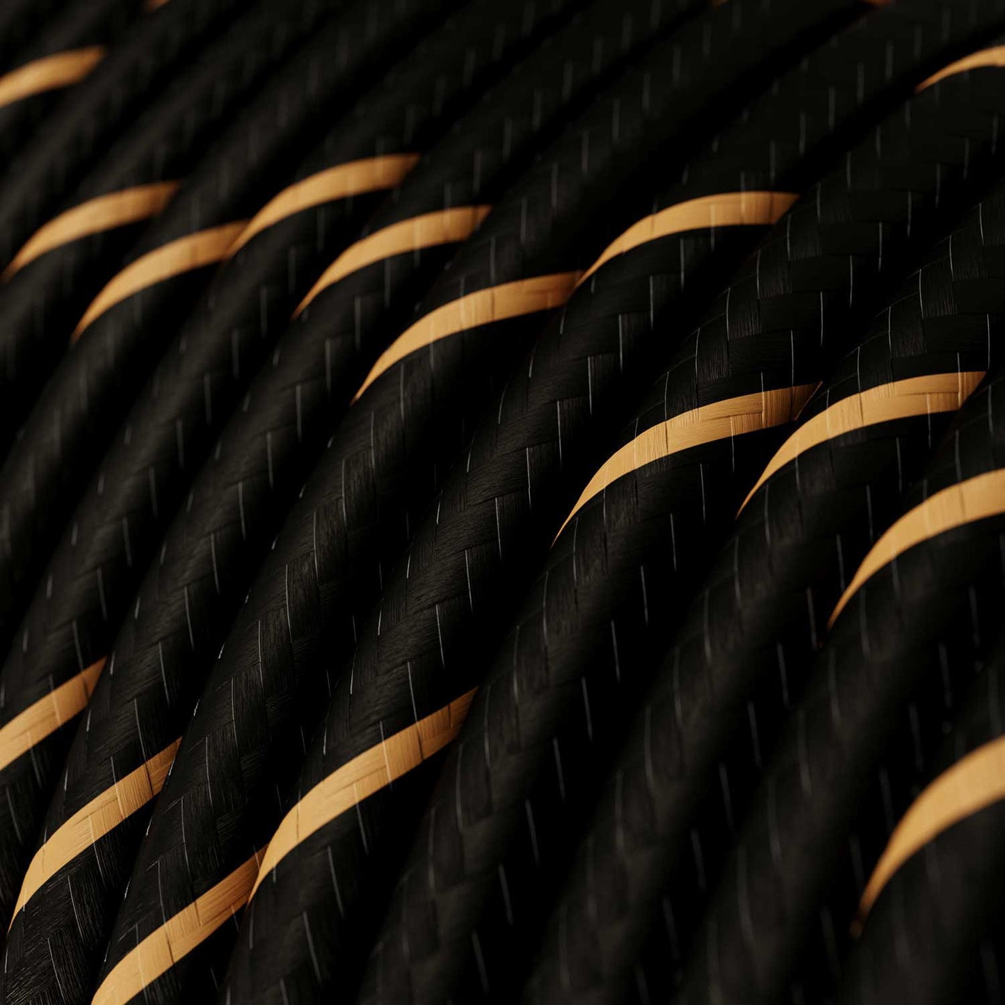 Glossy Black and Gold Vertigo Textile Cable - The Original Creative-Cables - ERM42 round 2x0.75mm / 3x0.75mm