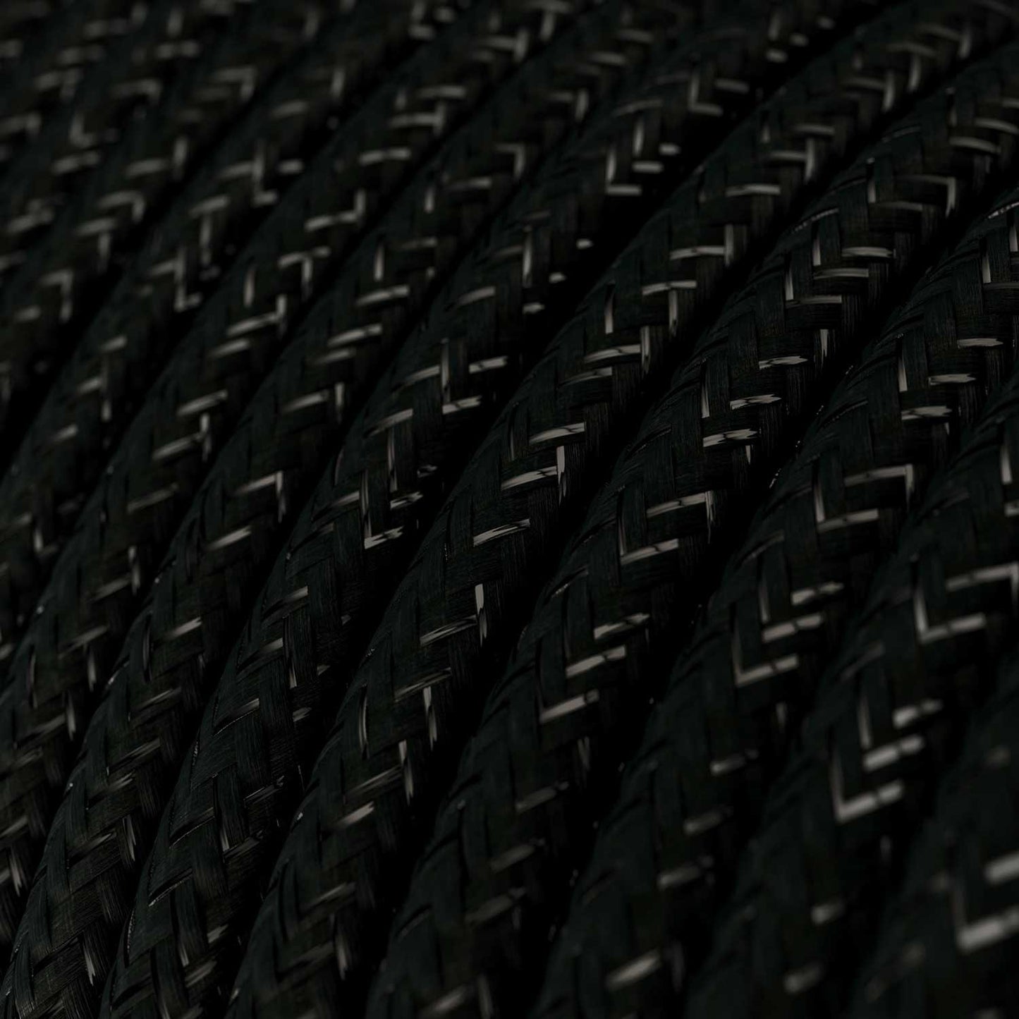 Glossy Charcoal Black Glitter Textile Cable - The Original Creative-Cables - RL04 round 2x0.75mm / 3x0.75mm