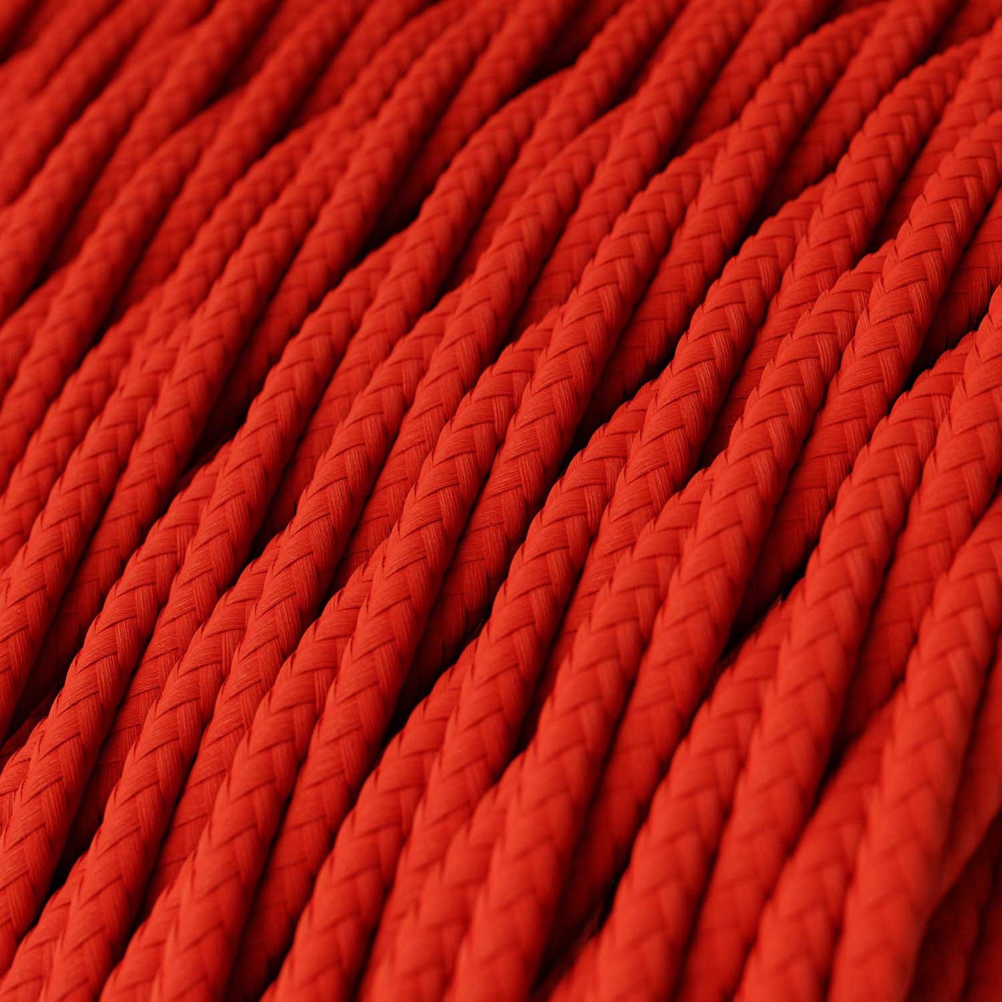 Glossy Fire Red Textile Cable - The Original Creative-Cables - TM09 braided 2x0.75mm / 3x0.75mm