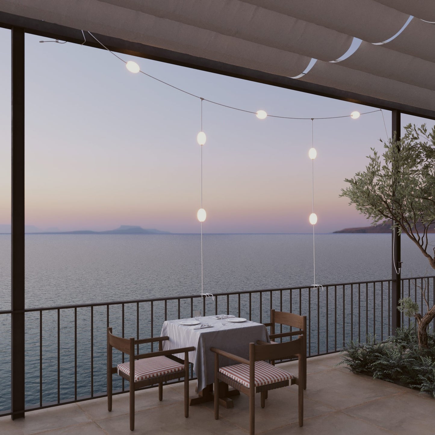 Grid-style Outdoor String Light with 7 Lights IP67 - Marina GRID