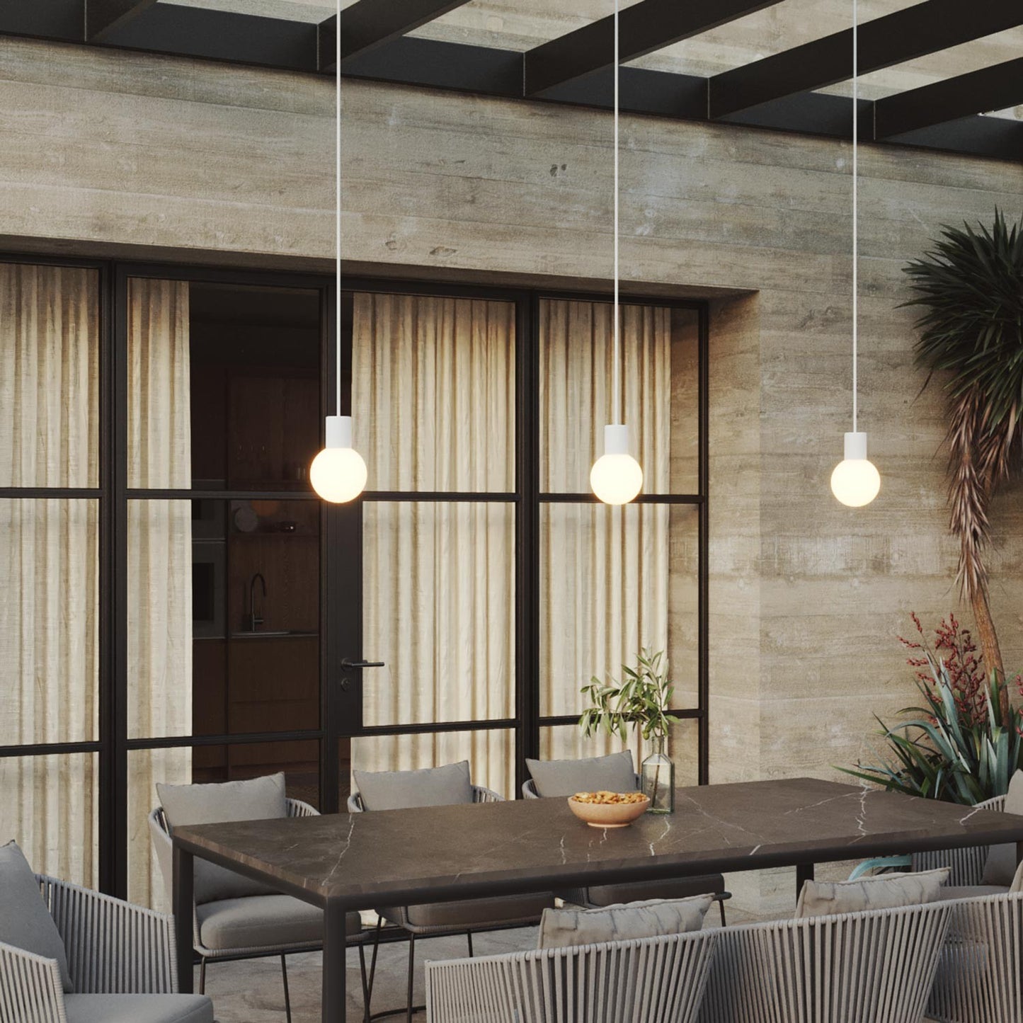 Modulair IP65 3-fall outdoor lamp with unbreakable Unbreak-a-Ball shades