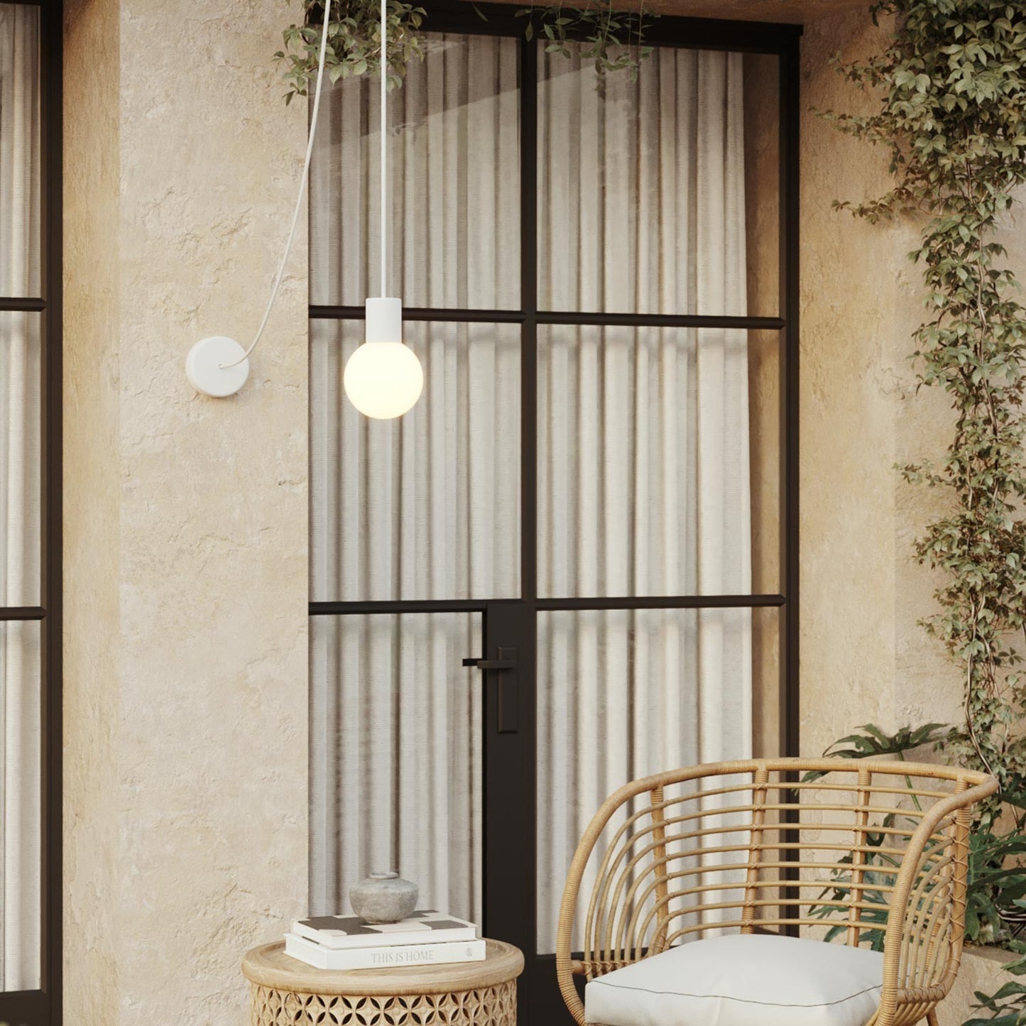 Modulair IP65 outdoor pendant lamp with unbreakable Unbreak-a-Ball shade