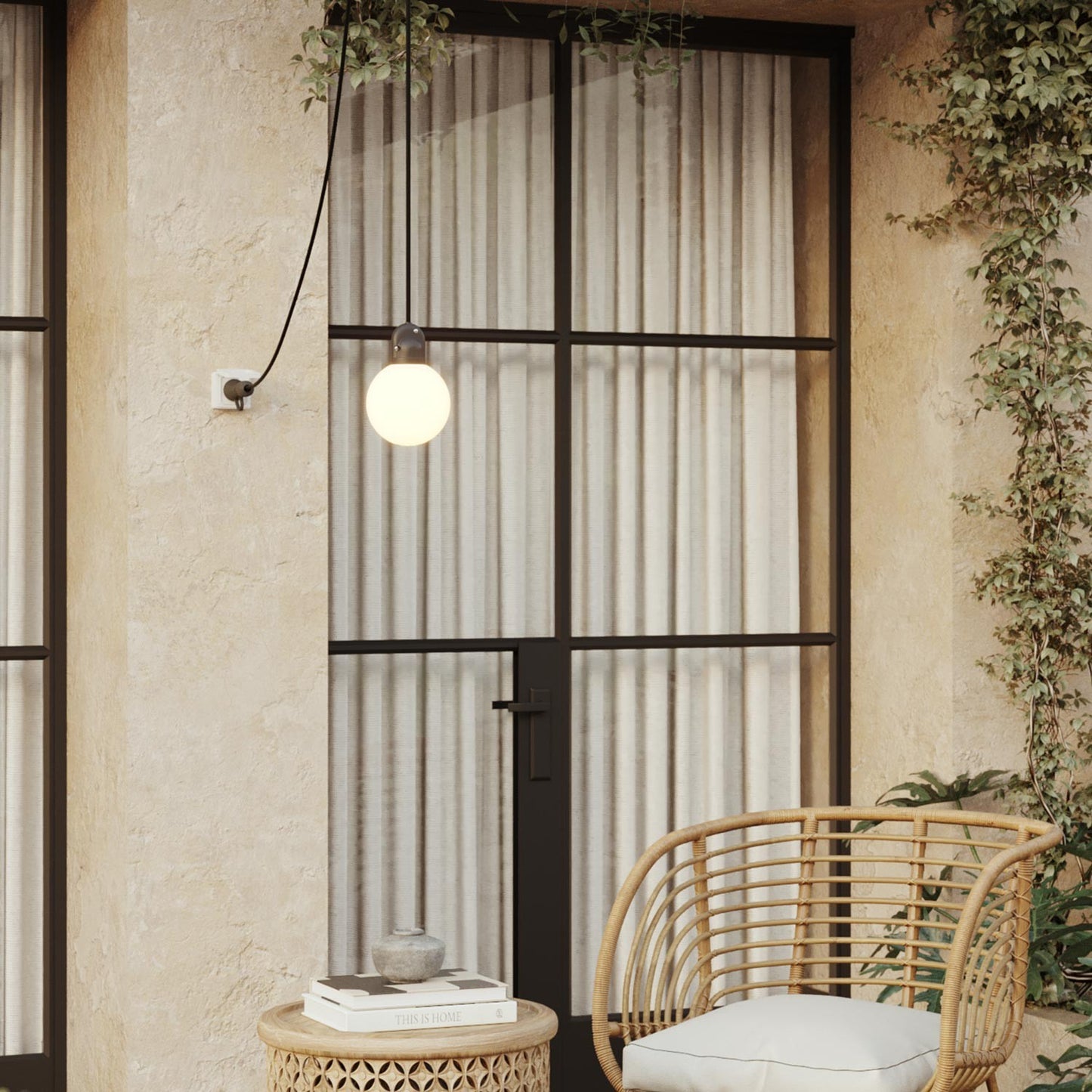 Modulair IP65 plug-in outdoor lamp with unbreakable Unbreak-a-Ball shade