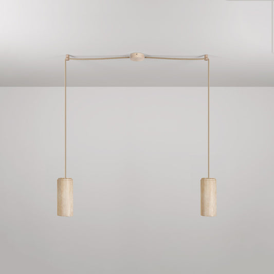 Pendant Lamp with 2 drops and wooden lampshades for Tub-E27 spotlight