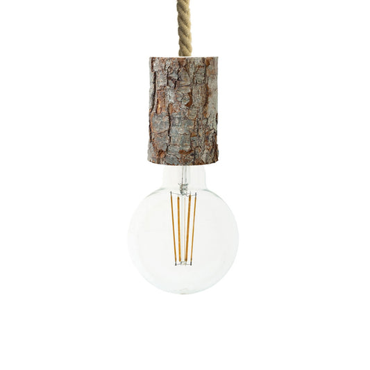 Pendant lamp with nautical cord XL and small bark lamp holder - Made in Italy - Bulb included