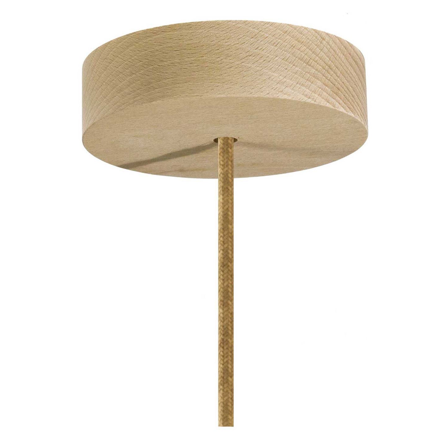 Pendant lamp with textile cable, raffia Cylinder lampshade and metal details - Made in Italy - Bulb included