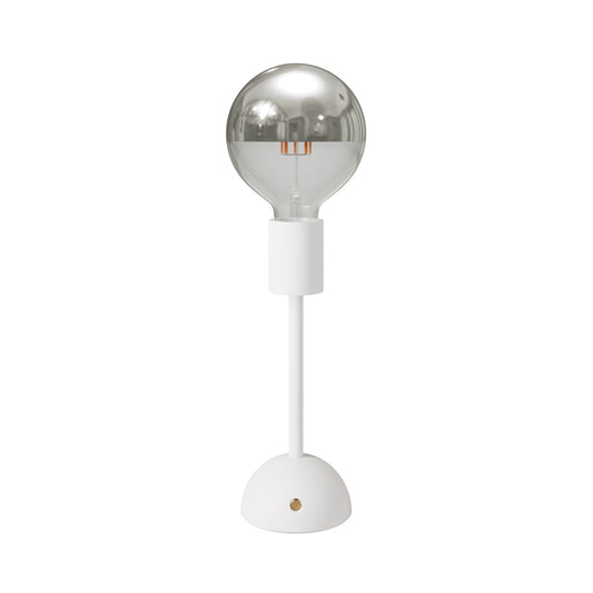Portable and rechargeable Cabless02 Lamp with Silver Half Sphere light bulb