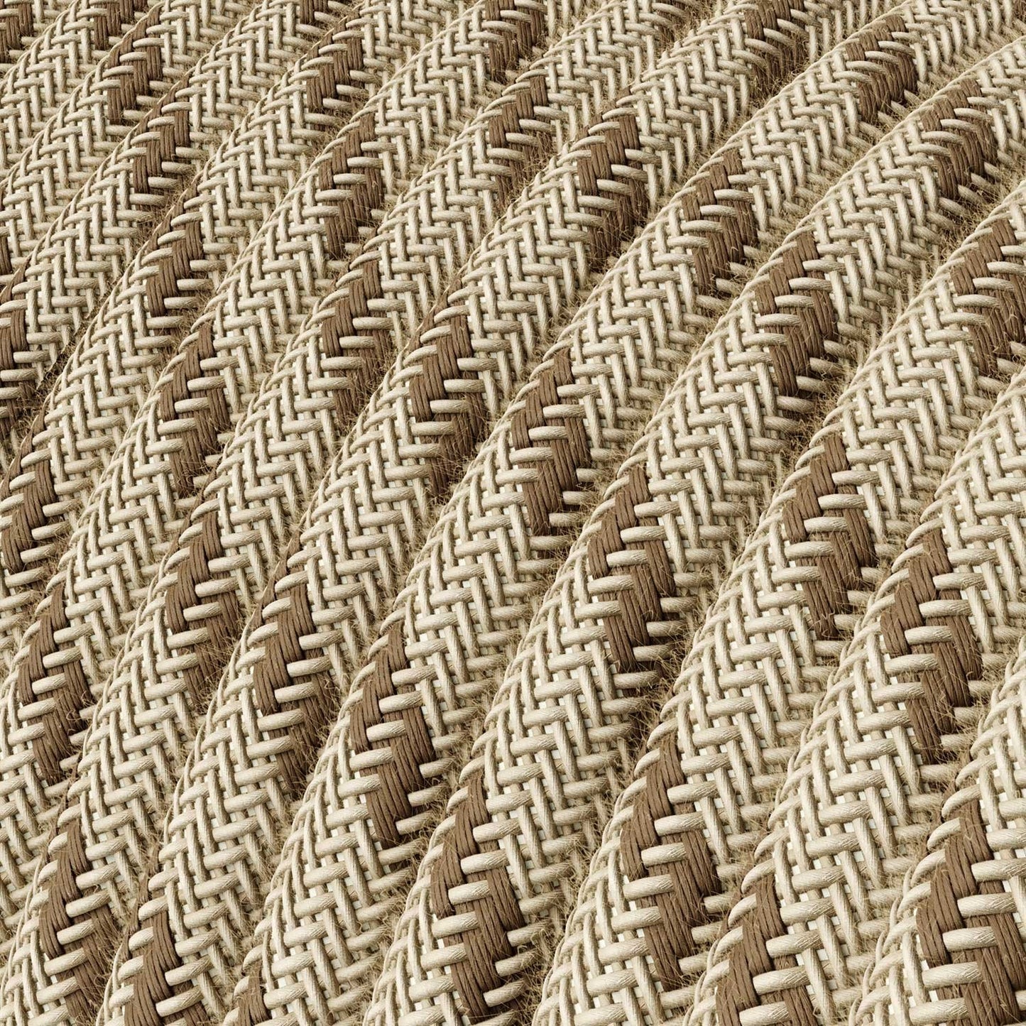 Round Electric Cable RD53 Stripes Bark Cotton and Natural Linen - UL listed