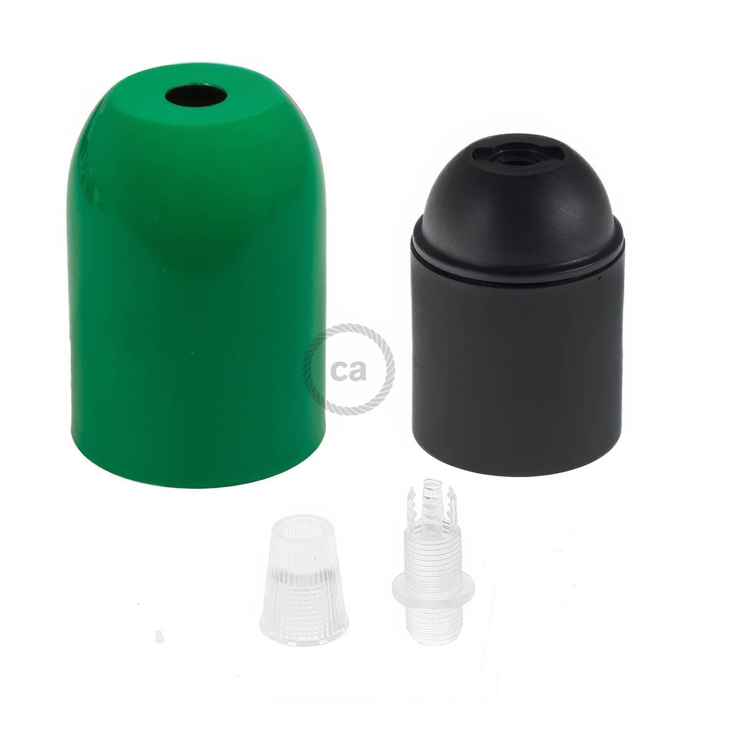 Kit portalampada E27 semisferico in metallo  - Verde