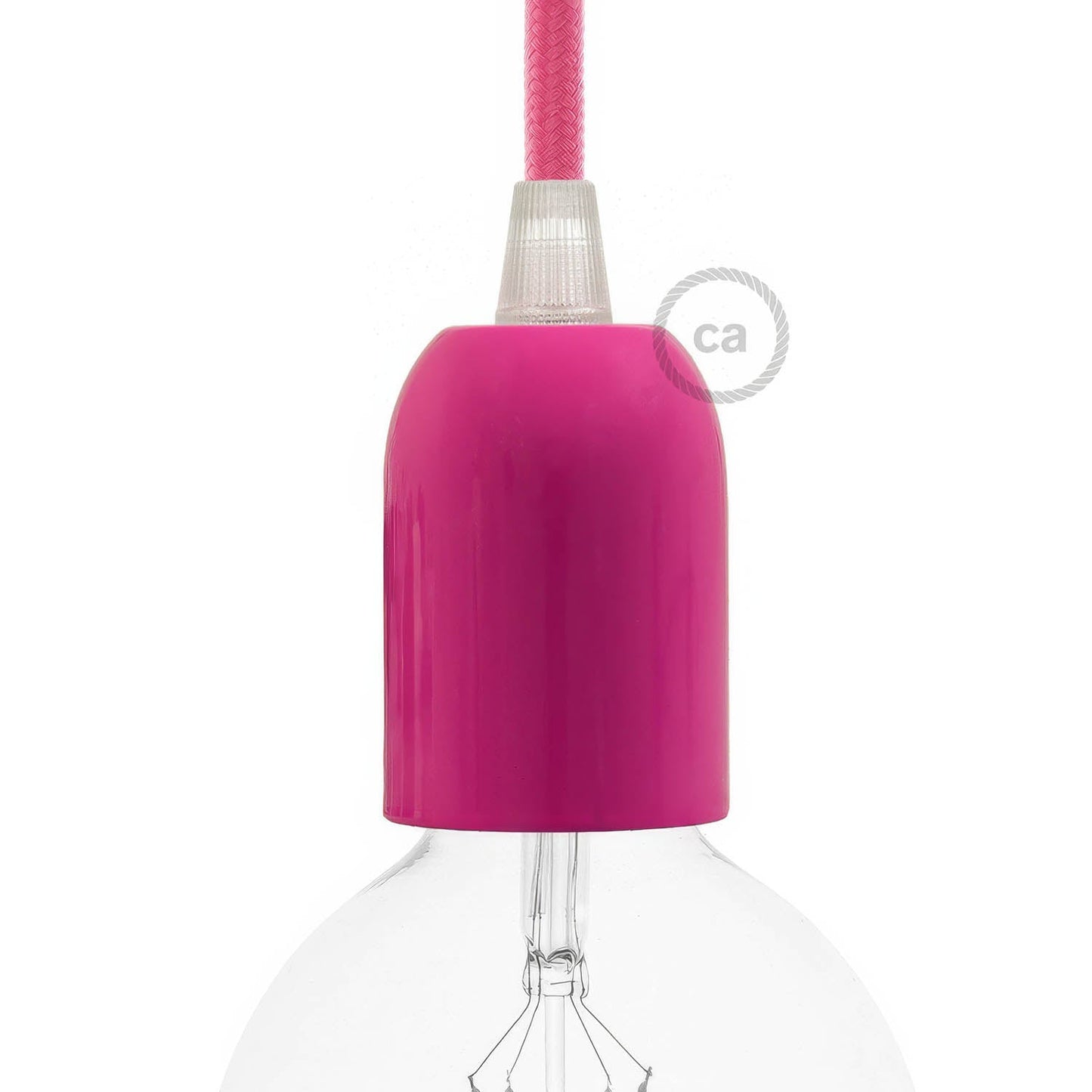 Kit portalampada E27 semisferico in metallo  - Fucsia
