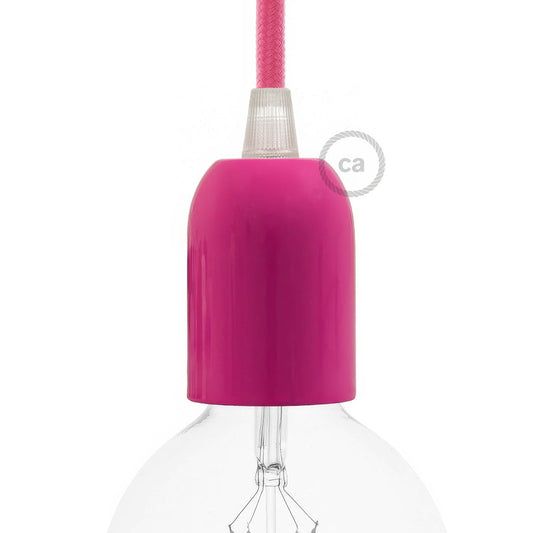Kit portalampada E27 semisferico in metallo  - Fucsia